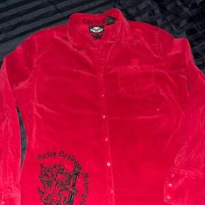 Women’s Large HARLEY DAVIDSON MOTORCYCLES CORDUROY SHIRT LONG SLEEVE BLOUSE